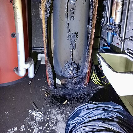 Boilerbrand im Keller eines MFH